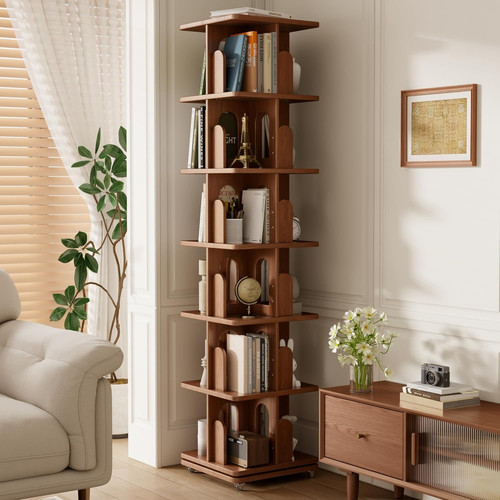 Solid wood rotating bookshelf - rotating,
