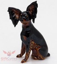 Porcelain Figurine of the Russian Russkiy Toy Long Haired Fox Terrier dog