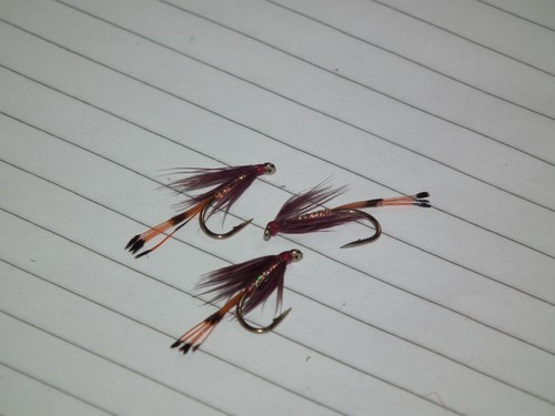 Fishing flies 3 claret - fishing,