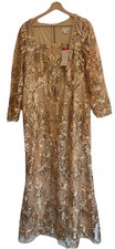 Vintage Monsoon gold sequinned  maxi dress NWT womens size 14 