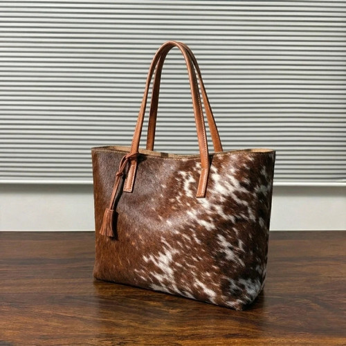 Western cowhide leather tote - cowhide,