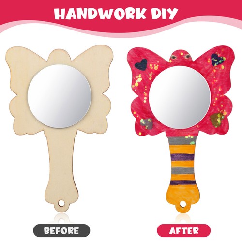 18pcs wooden small mirrors - wooden,