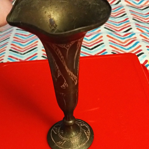 Brass trumpet vase - brass,