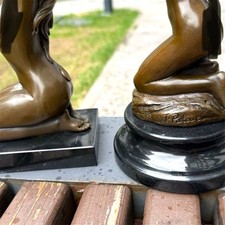 Vintage bronze statue women - vintage,
