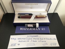Waterman Expert Marble Red & GT Fountain Pen with Box, Converter etc