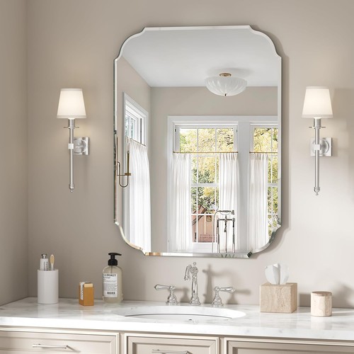 Silver wall mirror - wall, mirror-beveled