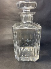 Vintage Faceted Cut Lead Crystal Square Decanter Solid Glass Stopper1.5kg Bar