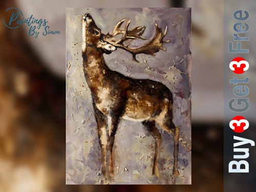 Stag deer print on - on, matte