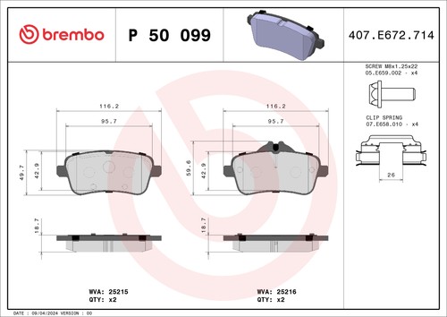 Fits brembo 099 - p, 50