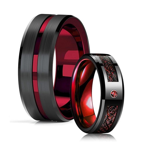 8mm red carbide ring carbon - carbide,