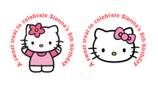 Personalise Circle Hello Kitty sweet treat sticker party bag cone 3 sizes