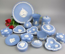 Wedgwood Jasperware. Vases boxes trays plates eggs etc. Vintage. Blue.