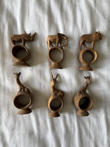 Set vintage hand carved - of,