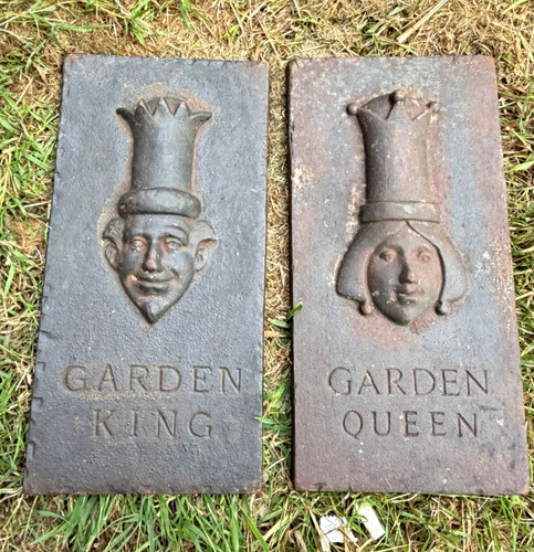 Pair vintage cast iron garden - cast, "garden