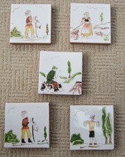 Set of 5 x Hand Painted