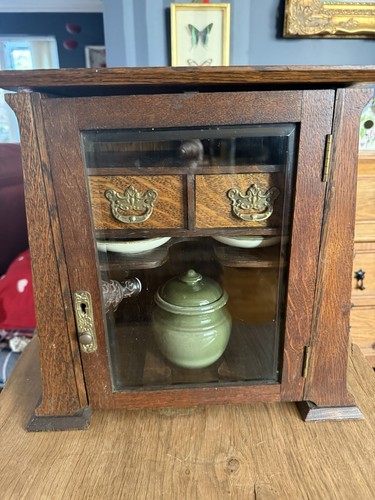 Oak edwardian smoking cabinet - edwardian,