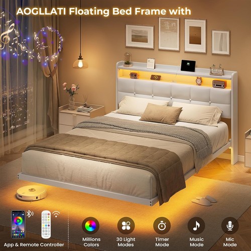 4ft6 floating double bed - floating,