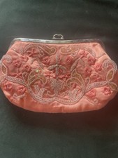 Salmon Beaded Clutch Bag