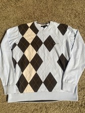 Rockport Pullover Size XL 48 Inch Jumper Golf Blue Cream Black