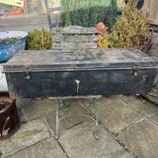 Vintage Industrial Military-Style Steel Transit Trunk Tool Chest