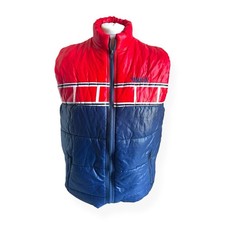 Vintage Yamaha Moto Men’s Insulated Puffer Bodywarmer  1990s Size L | Red & Blue