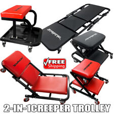 Z Creeper Seat 2IN1 Foldable Padded Mechanics Rolling Chair Workshop Stool 150kg