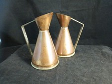 2 X COPPER VINTAGE JUGS WITH brass HANDLES free p&p 