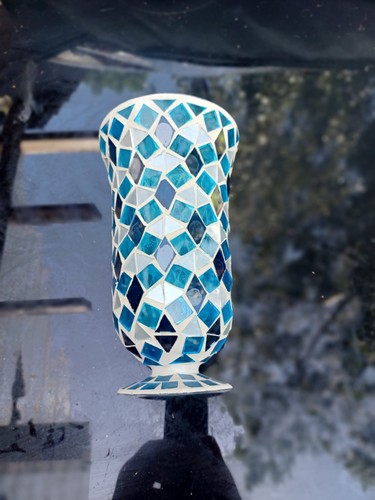 Pretty mosaic vase inches - 9,