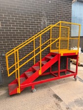 Warehouse Steps 6 Tread Heavy Duty Large Safety  Platform Steel Mobile Locking