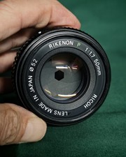 Pentax K mount fit Ricoh Rikenon P 50mm 1:1.7 lens, fits K mount camera Exc.