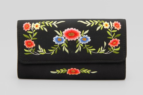 Hand embroidered silk handbag - hand,
