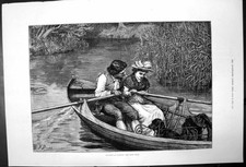 Original Old Antique Print