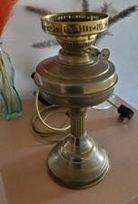 Vintage Brass Duplex Oil Lamp Base 13" Converted to Electric