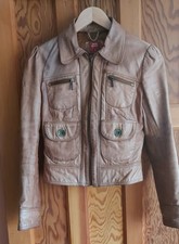 Miss Sixty Women's Leather Jacket In Tan - Size 8 - Vintage/Retro