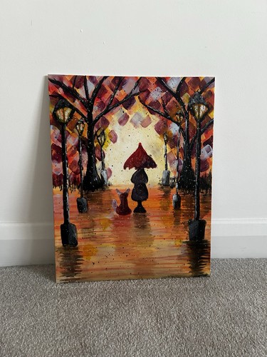 Original acrylic autumn fox - acrylic,