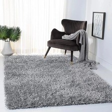 New Large Shaggy Rug Living Room Bedroom Shimmer Sparkle Fluffy Carpet Floor Mat