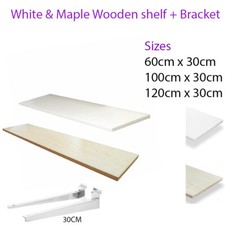 Maple & White Wooden Shelves with Brackets for Slatwall/ Upright Retail Display 