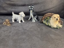 Vintage Dog Figurine Lot Brass
