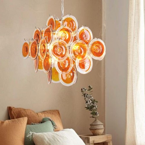 Orange murano glass chandelier - orange,
