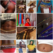 Tie african waist beads - african,