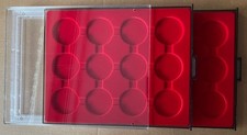 2x Coin Box Smoked Drawer With Red Velour Insert 54mm Clear Frame