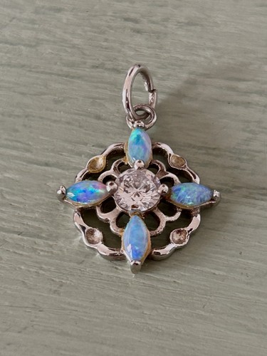 Vintage opal silver pendant - vintage,