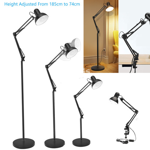 Swing arm floor - lamp, w/clip