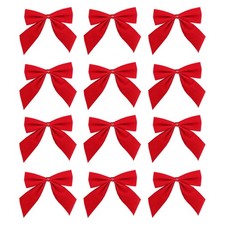 Christmas Red Bows Velvet Tree Decoration 12 Pack 8cm 
