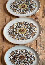 Denby Collection Retto 1970s 3 Plates Oval Langley Canterbury Steak Plates