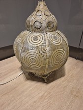 Beautiful Turkish Moroccan Style Table Lamp Lantern Brass 18"H  13"w