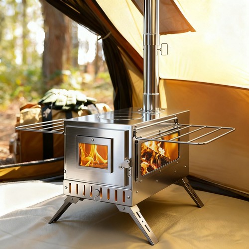 Large wood burning stove - burning,