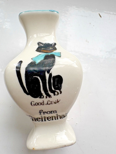 Arcadian black cat vase - arcadian, vase,