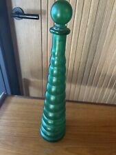Large Green Mid Century Empoli Glass Genie Bottle Decanter