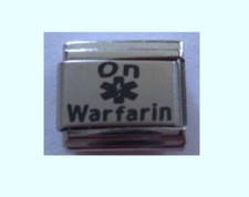 9mm Italian Charms  L12 Medical Alert  On Warfarin Fits Classic Size Bracelet
